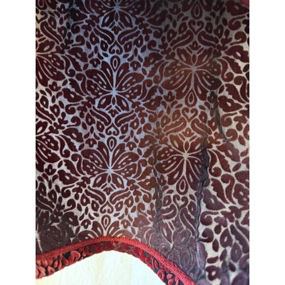 Vintage Red Black Velvet Burnout Top S Whimsigoth Fairy Holiday Y2K Christmas - Picture 5 of 15